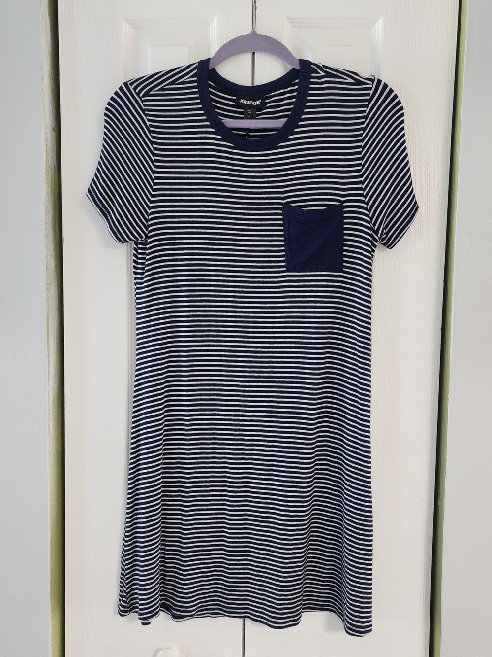 Joe Boxer Navy & White Striped Pocket Tee Shirt Mini Dress